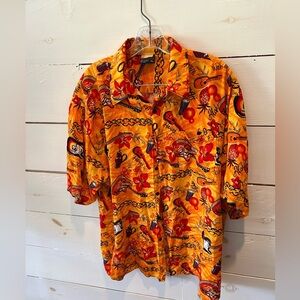 212 NYC men’s Hawaiian shirt, XL, guitar, print, vacation, tropical, EUC